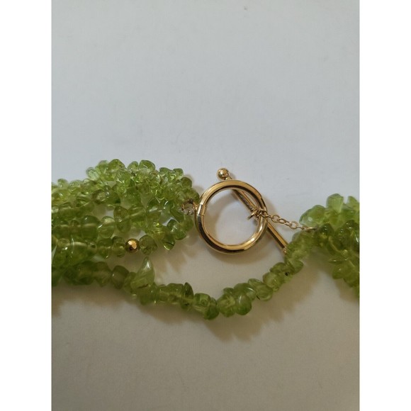 14KT Yellow Gold Peridot & Gold Beaded Multiple Strand Statement Necklace - Picture 10 of 10
